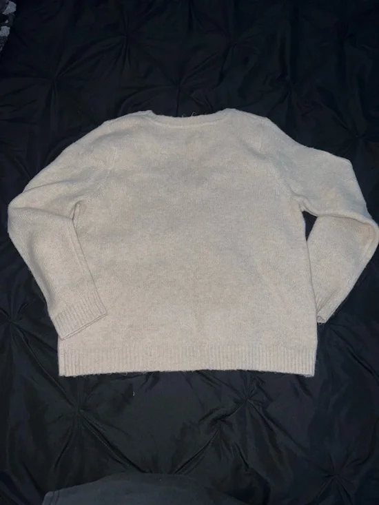 Nicole Miller Cream Crewneck Sweater with Martini Embroidery - Picture 4 of 4